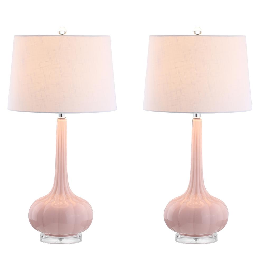 Pink Glass Teardrop Table Lamp (Set 
