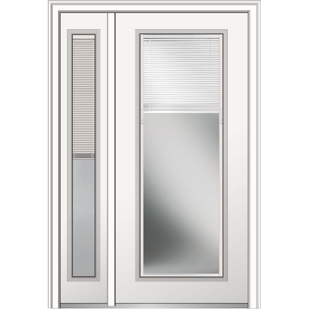 Mmi Door 48 In X 80 Internal Blinds Right Hand Full Lite Primed Internal Blinds Right Hand Full Lite Primed Steel Prehung Front Door W One Sidelite On 4 9 16 In Frame