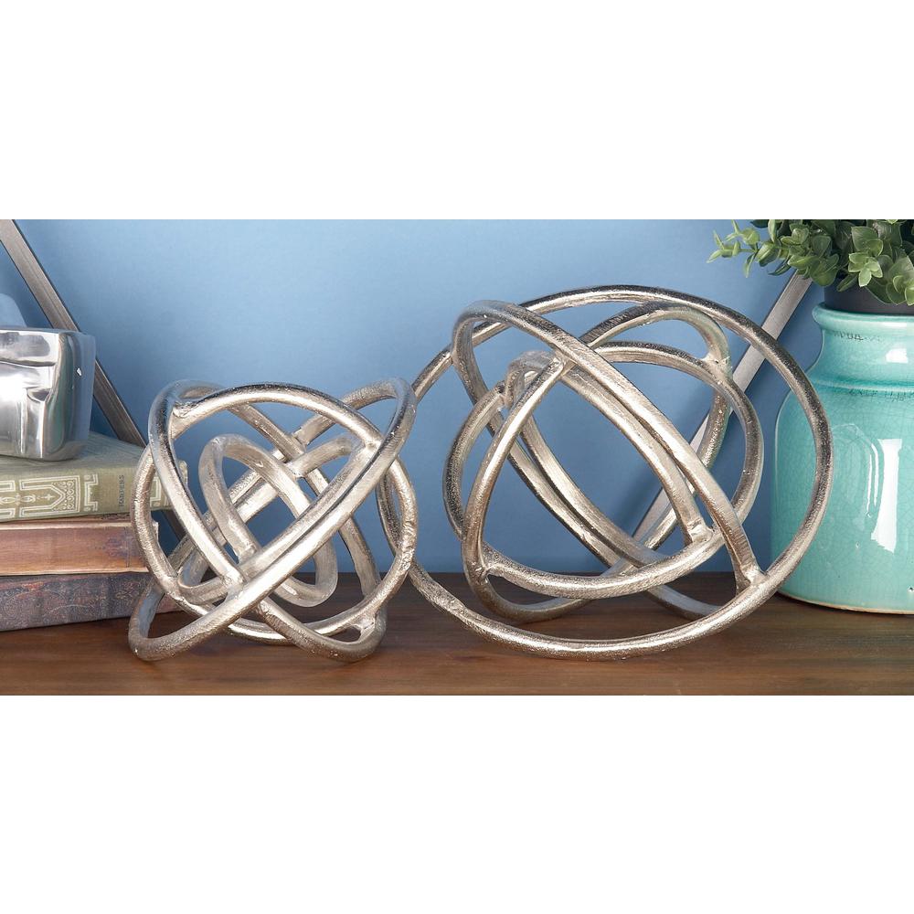 Litton Lane Decorative Orb Sculpture In Silver Aluminum 2 Pack Decorative Orb Sculpture In Silver Aluminum 2 Pack