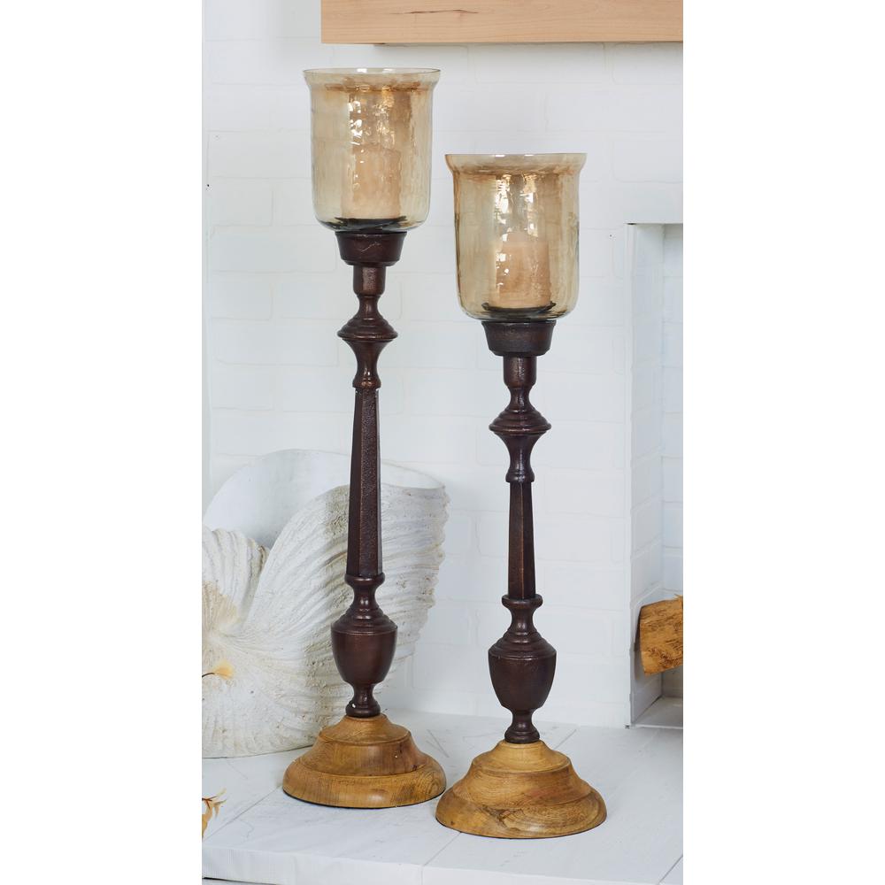 Glass Floor Candle Holders brown wood and glass floor candle holder 42152 the home Glass Floor Candle Holders brown wood and glass floor candle holder 42152 the home