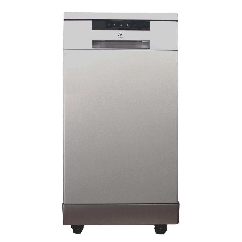 SPT 18 in. Portable Dishwasher in Stainless Steel with 8 Place Settings