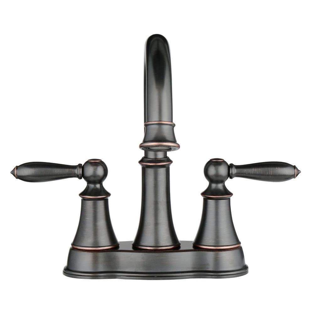Tuscan Bronze Centerset 2Handle Bathroom Faucet 4 in.Swivel High Arc
