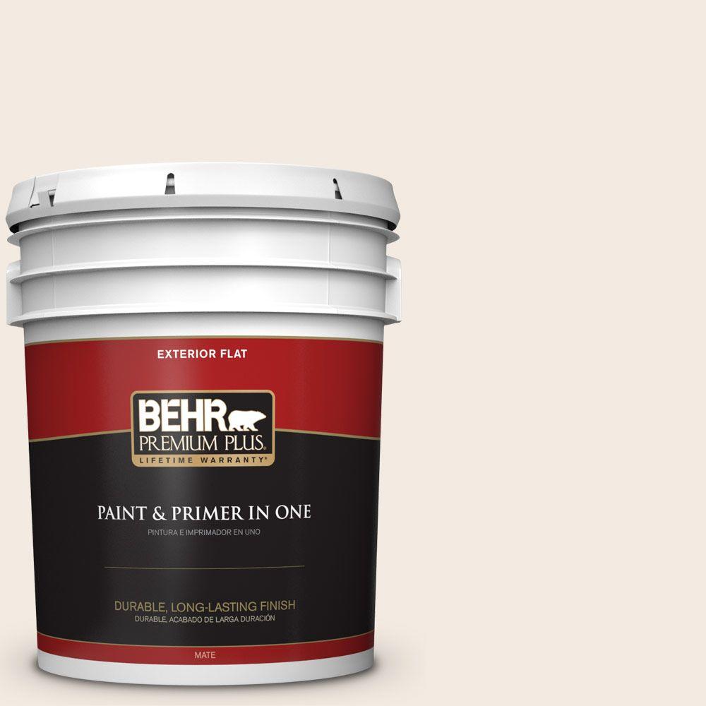 BEHR Premium Plus 5 Gal. #12 Swiss Coffee Flat Exterior Paint-405005 ...