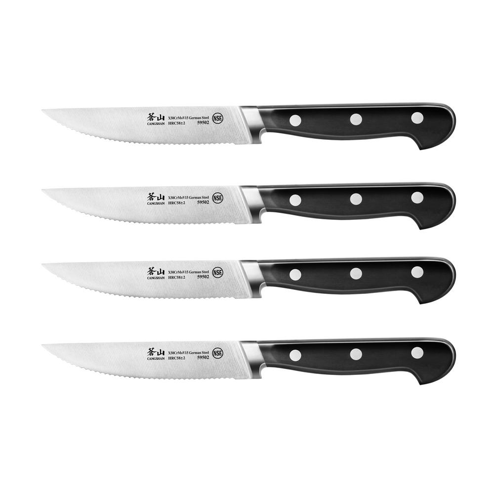 Cangshan V2 Series 5 In Blade German Steel Forged Steak Knife Set 4 Piece 1020373 The Home Depot