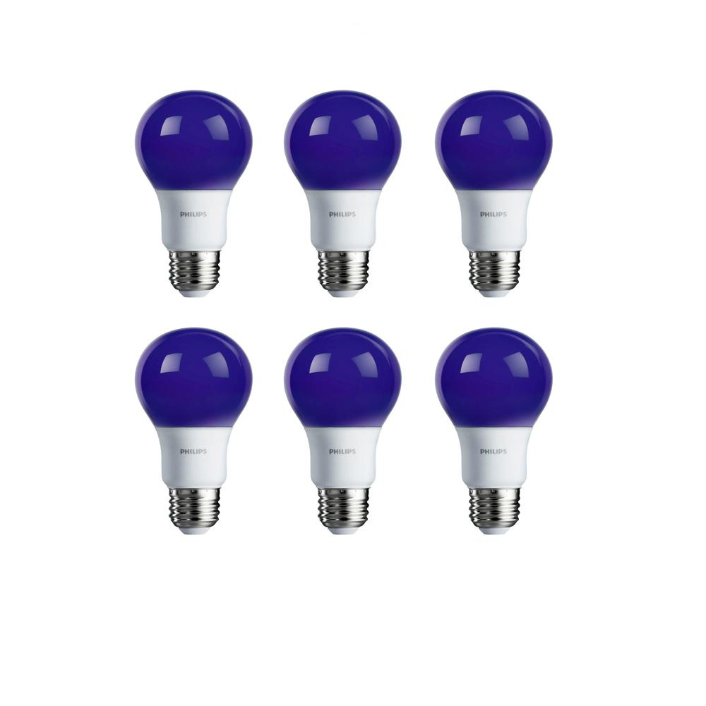 Philips 60-Watt Equivalent A19 LED Purple (6-Pack)-463208 - The Home Depot