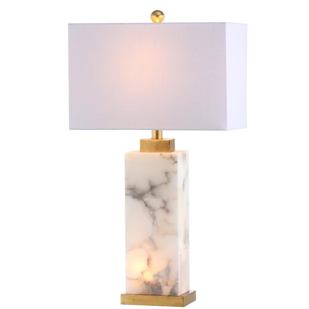 Rectangular Table Lamps The Home Depot Alabaster Led Table Lamp White Gold Leaf