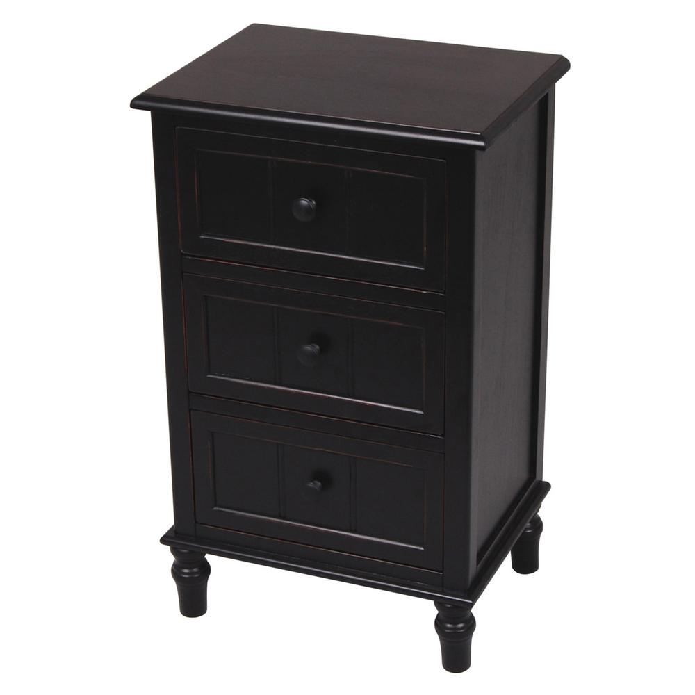 Decor Therapy Black Three Drawer End Table Fr1457 The Home Depot