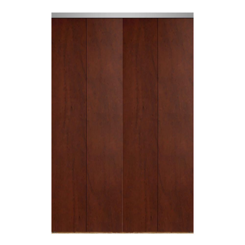 Cherry 90 6 Panel Interior Closet Doors Windows Smooth Flush Solid Core Primed Mdf Interior Closet Bi Fold Door With Chrome Trim