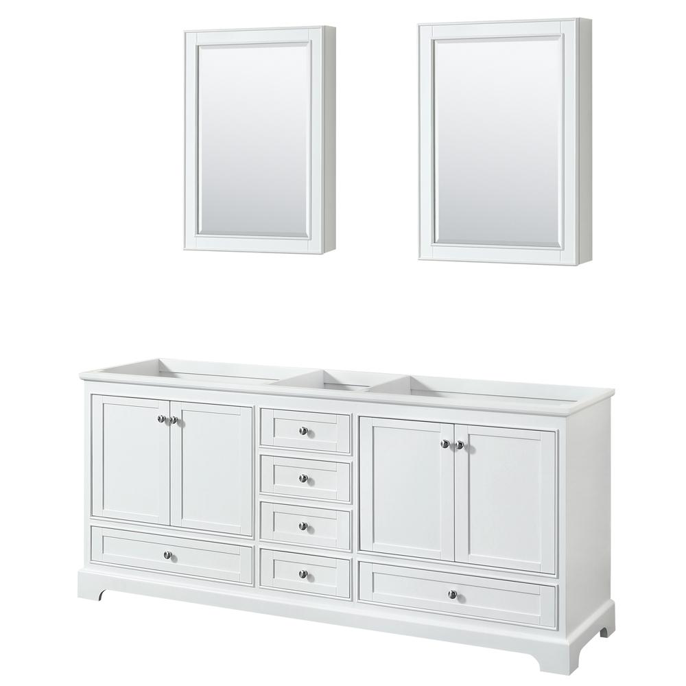 Wyndham Collection Deborah 79 In W X 21 625 In D Vanity Cabinet With Medicine Cabinets In White Wcs202080dwhcxsxxmed The Home Depot