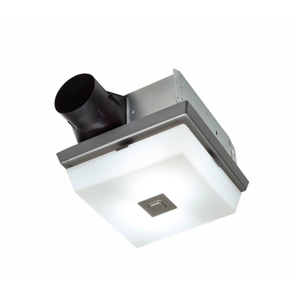 Nutone Invent Decorative Polished Steel Finish 70 Cfm Ceiling Installation Bathroom Exhaust Fan With Light