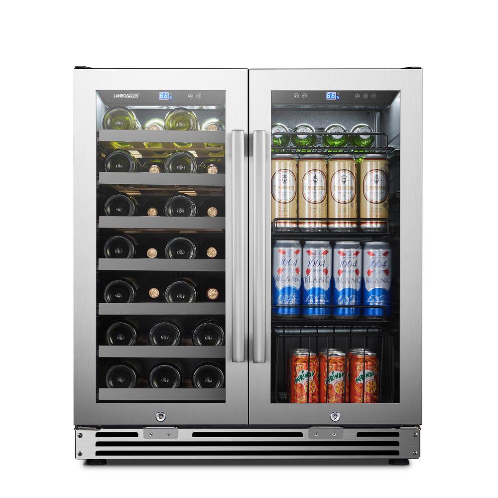 LANBOPRO LP66B 31 Bottle 58 Can 2 Door Seamless Stainless Steel Combo