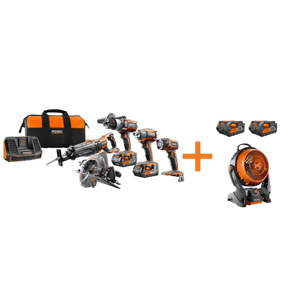 Ridgid 18-Volt GEN5X Cordless Lithium-Ion Combo Kit (6-Tool) with (4) 4.0Ah... by RIDGID