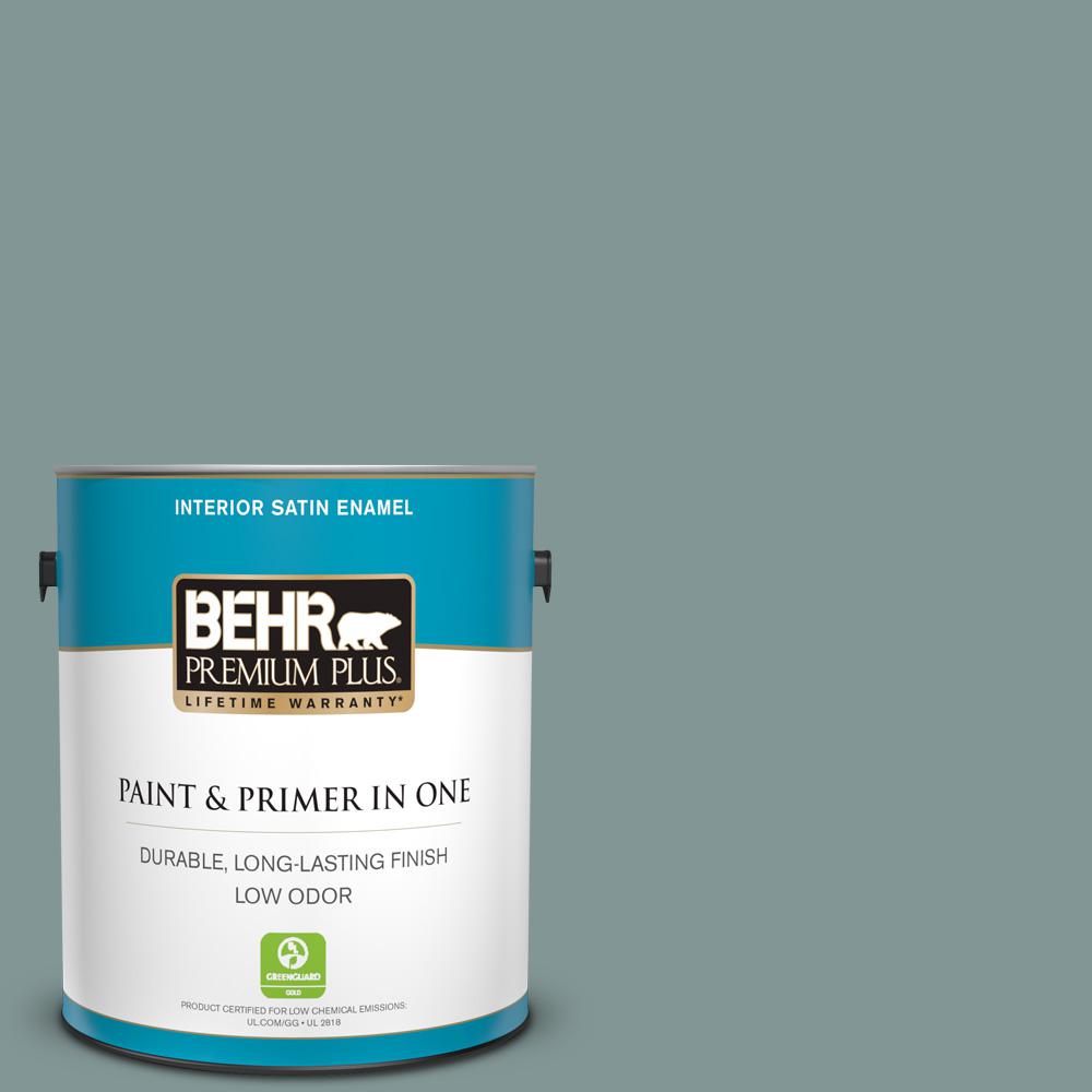 BEHR PREMIUM PLUS 1 gal. T1815 In The Moment Satin Enamel Low Odor