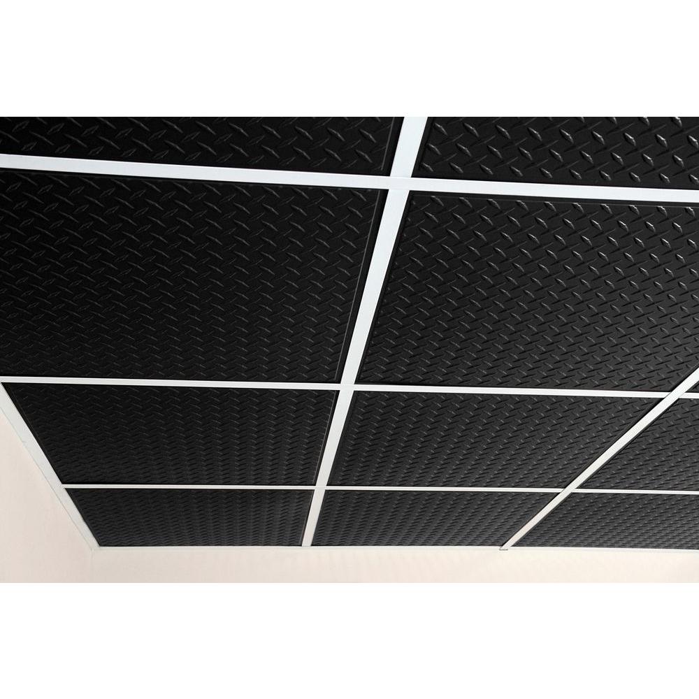 Ceilume Diamond Plate Black 2 Ft X 2 Ft Lay In Or Glue Up Ceiling Panel Case Of 6