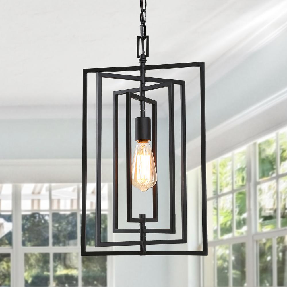 LNC Black Modern Farmhouse Pendant 1Light Geometric Cage Pendant Light