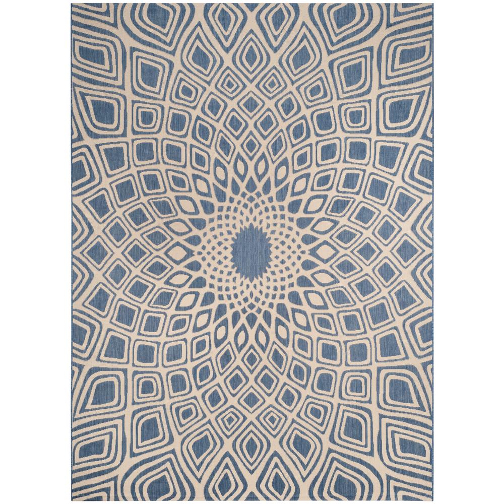 Safavieh Courtyard Blue/Beige 8 ft. x 11 ft. Indoor/Outdoor Area Rug