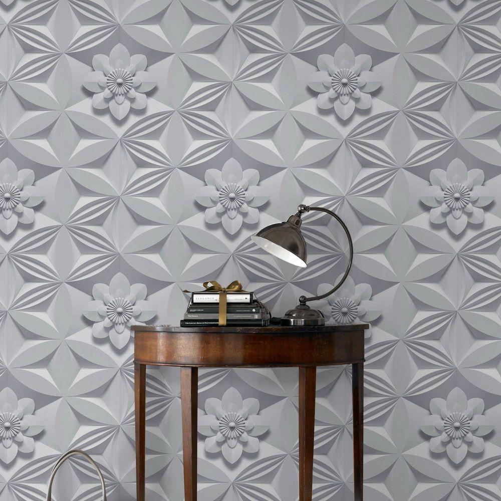 Graham & Brown Gray Wall Flower Wallpaper32754 The Home Depot