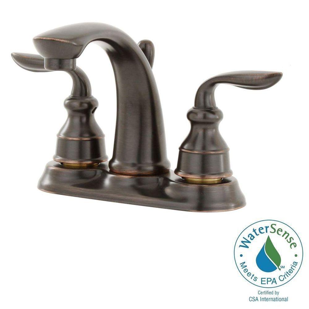 Pfister Avalon 4 In Centerset 2 Handle High Arc Bathroom Faucet In Tuscan Bronze F 048 Cb0y