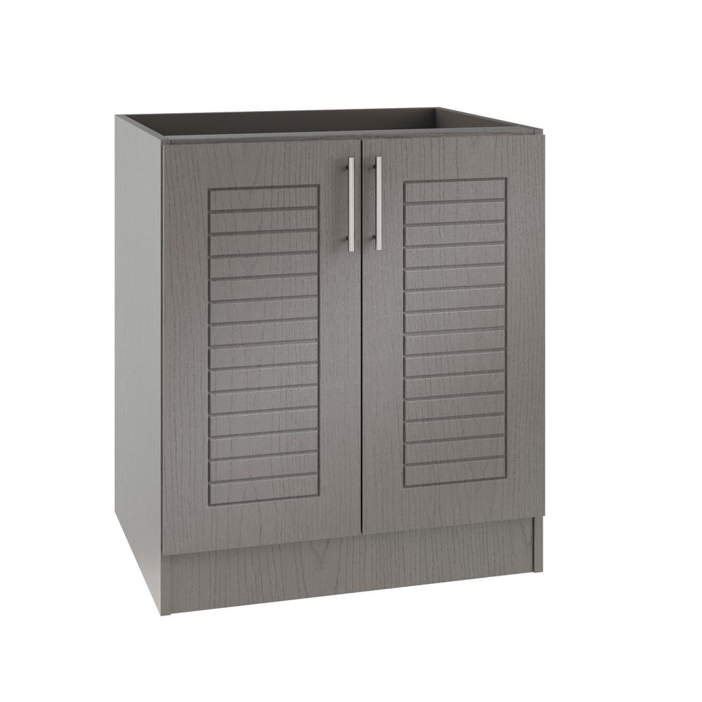 Weatherstrong Assembled 36x34 5x24 In Key West Island Outdoor Kitchen Base Cabinet With 2 Full Height Doors Rustic Gray