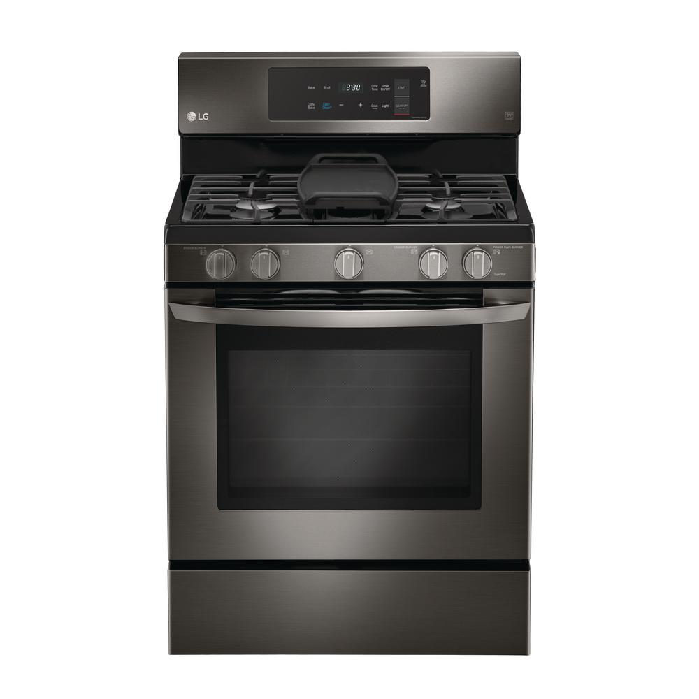 LG Electronics 5.4 cu. ft. Gas Range with Even Jet Fan Convection Oven in Black Stainless Steel