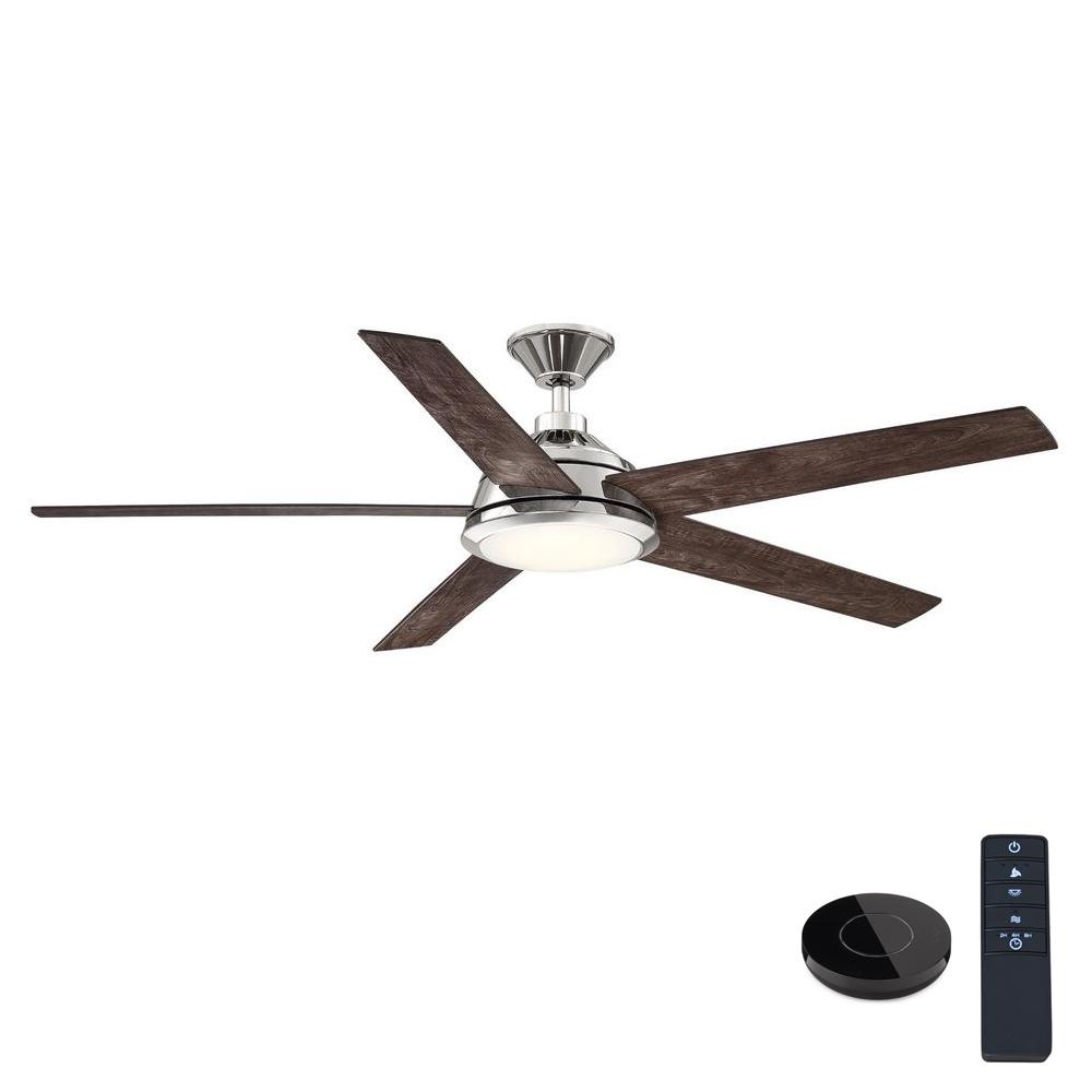 Home Decorators Collection Haverbrook 60 In Led Polished Nickel Ceiling Fan With Light And Remote Control Works With Google And Alexa