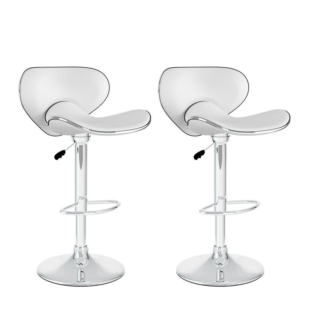 CorLiving Woodgrove 29 in. White Wash Bar Height Swivel Bar Stool (Set