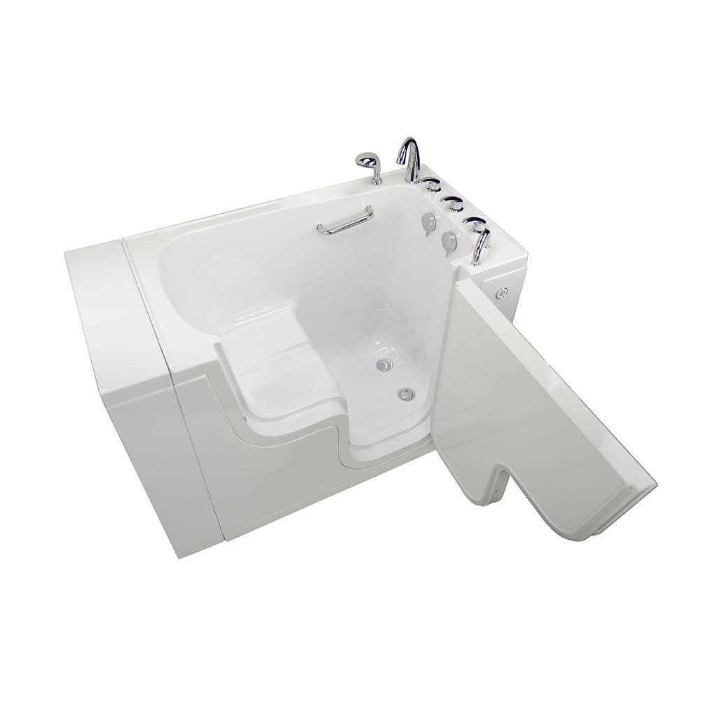 Ella Wheelchair Transfer 52 in. Acrylic Soaking Walk in Tub in White
