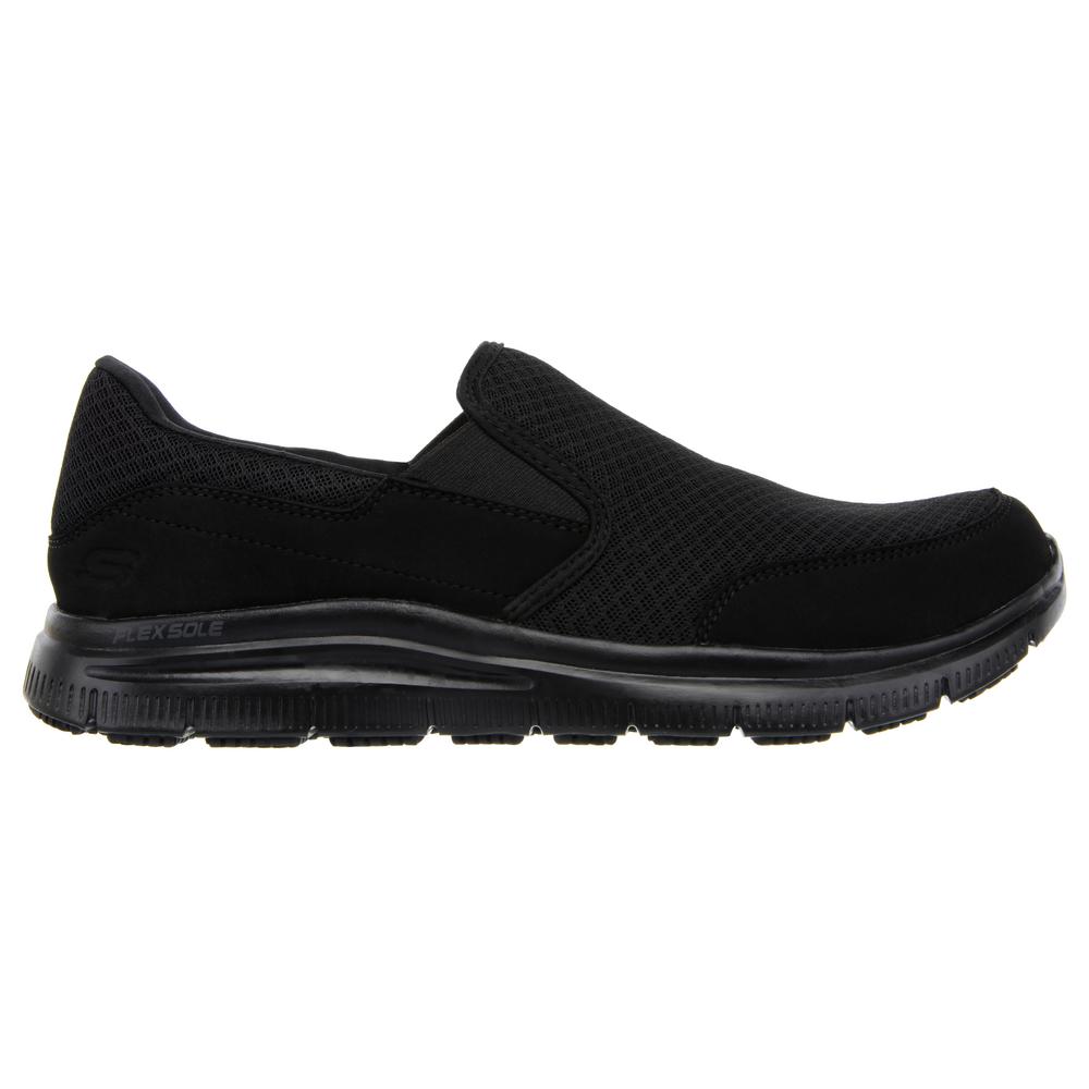 Skechers Men's Flex Advantage - McAllen Slip Resistant Slip-On Shoes - Soft Toe - Black Size 9.5(W)-77048W-9.5 - The Home Depot