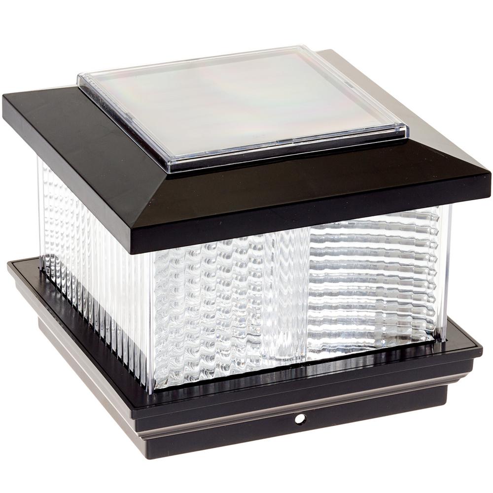 Solar Post Lighting Outdoor The Home Depot 5 In X Solar Powered Integrated Led Black Plastic