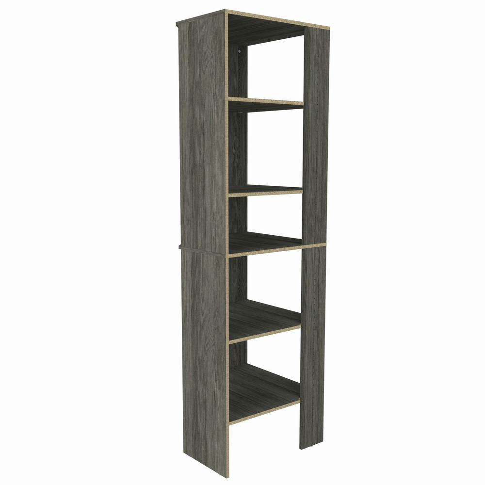 Closetmaid Style 25 In W Coastal Teak Corner Wood Closet Tower