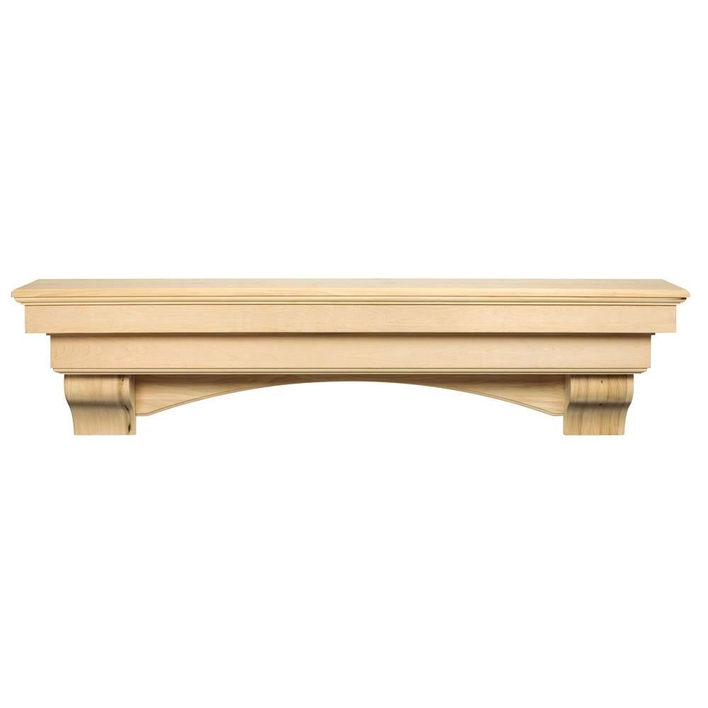 Fireplace Mantels Fireplaces The Home Depot The Auburn 5 Ft Unfinished Cap Shelf Mantel