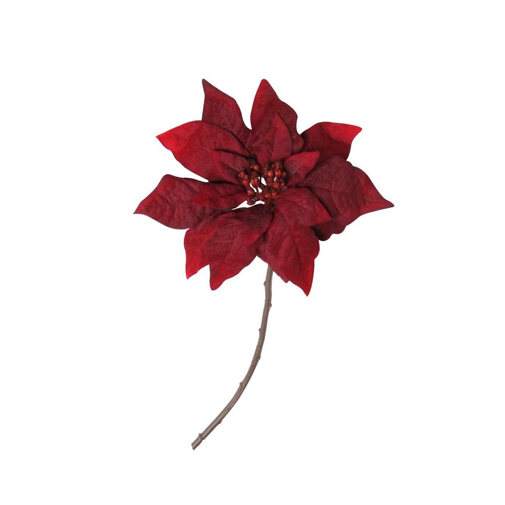 Northlight 18 In Red Velvet Poinsettia Artificial Christmas Stem 33912000 The Home Depot