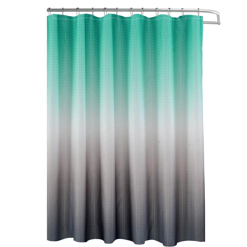 aqua and grey shower curtain