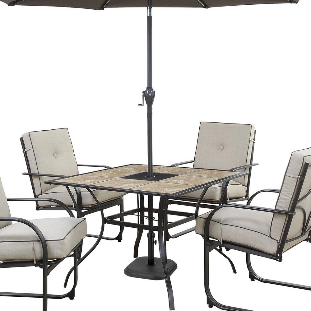Maypex 24 Lbs Cast Stone Patio Umbrella Base In Black 300267 Black The Home Depot