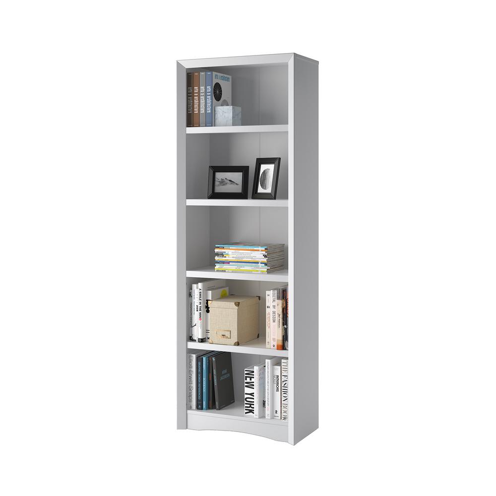Corliving Quadra 71 In Tall White Faux Woodgrain Bookcase Lsa 819