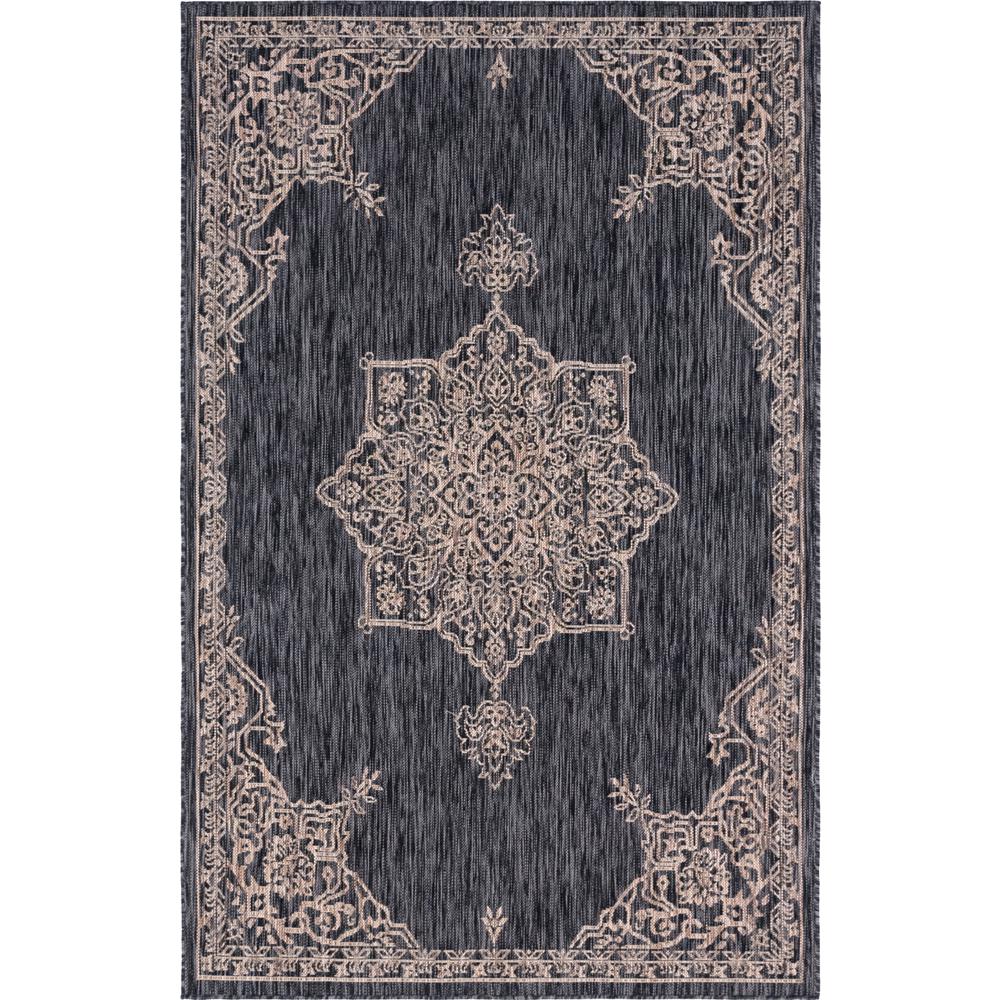 Unique Loom Charcoal Gray Antique Outdoor 8 ft. x 11 ft. Area Rug