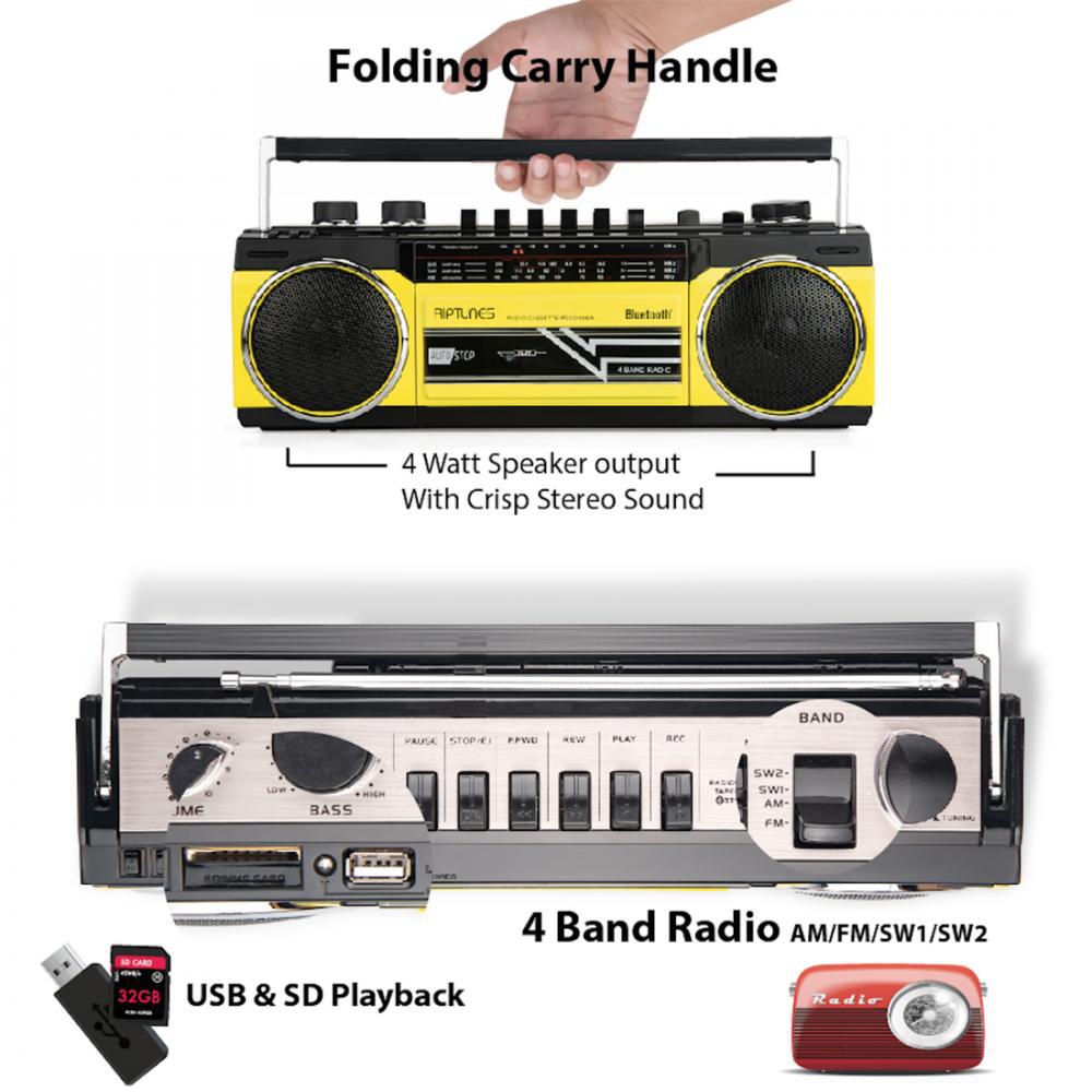 retro cassette boombox with bluetooth