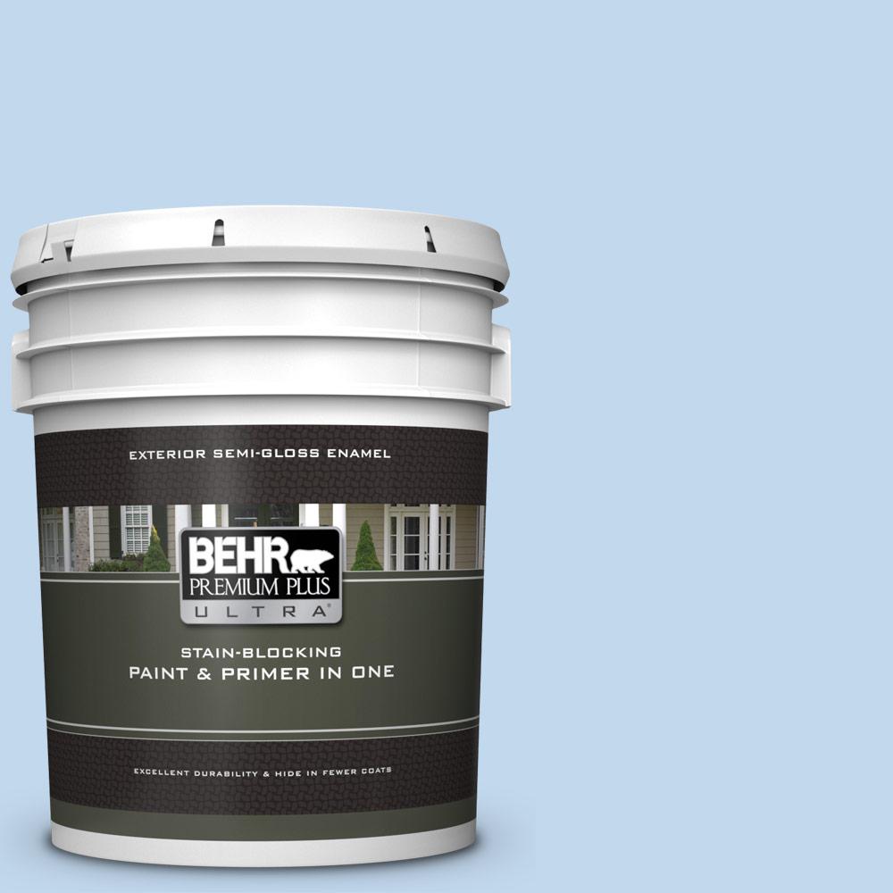 BEHR Premium Plus Ultra 5 gal. M5202 After Rain SemiGloss Enamel Exterior Paint and Primer in 