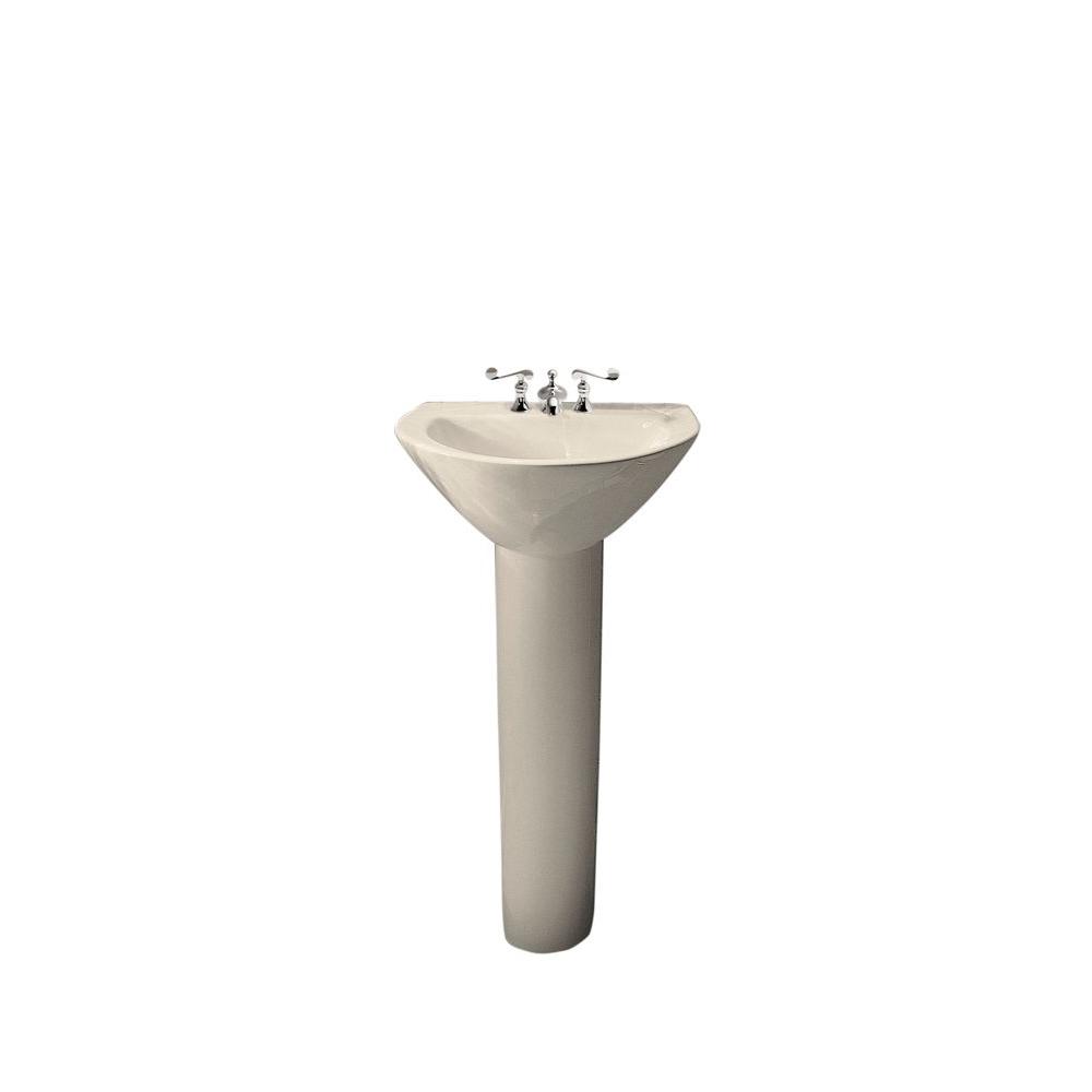 Kohler Parigi Vitreous China Pedestal Combo Bathroom Sink In Almond With Overflow Drain