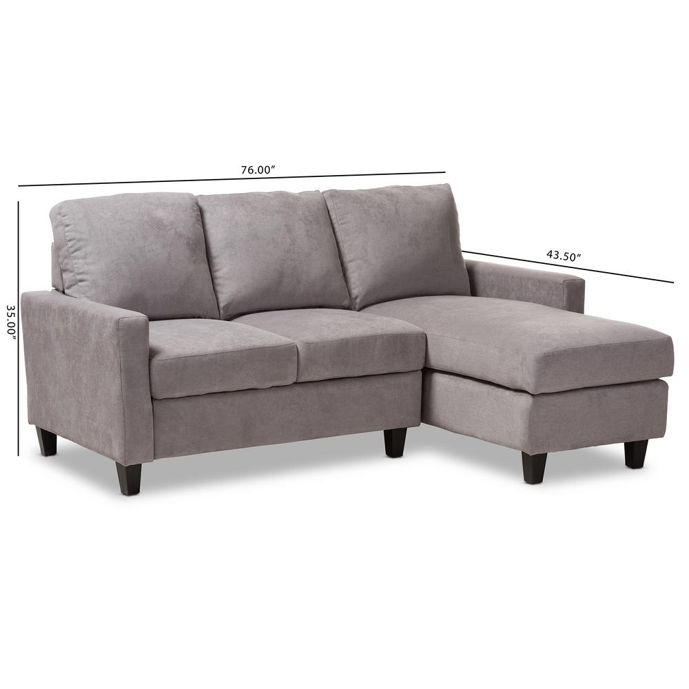 Baxton Studio Greyson Light Gray Fabric Sectional 144 8757