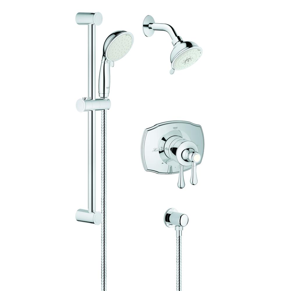 Grohe Grohflex Authentic Lever 1 Handle Wall Mount Trim Kit In Chrome Valve And Handles Not Included