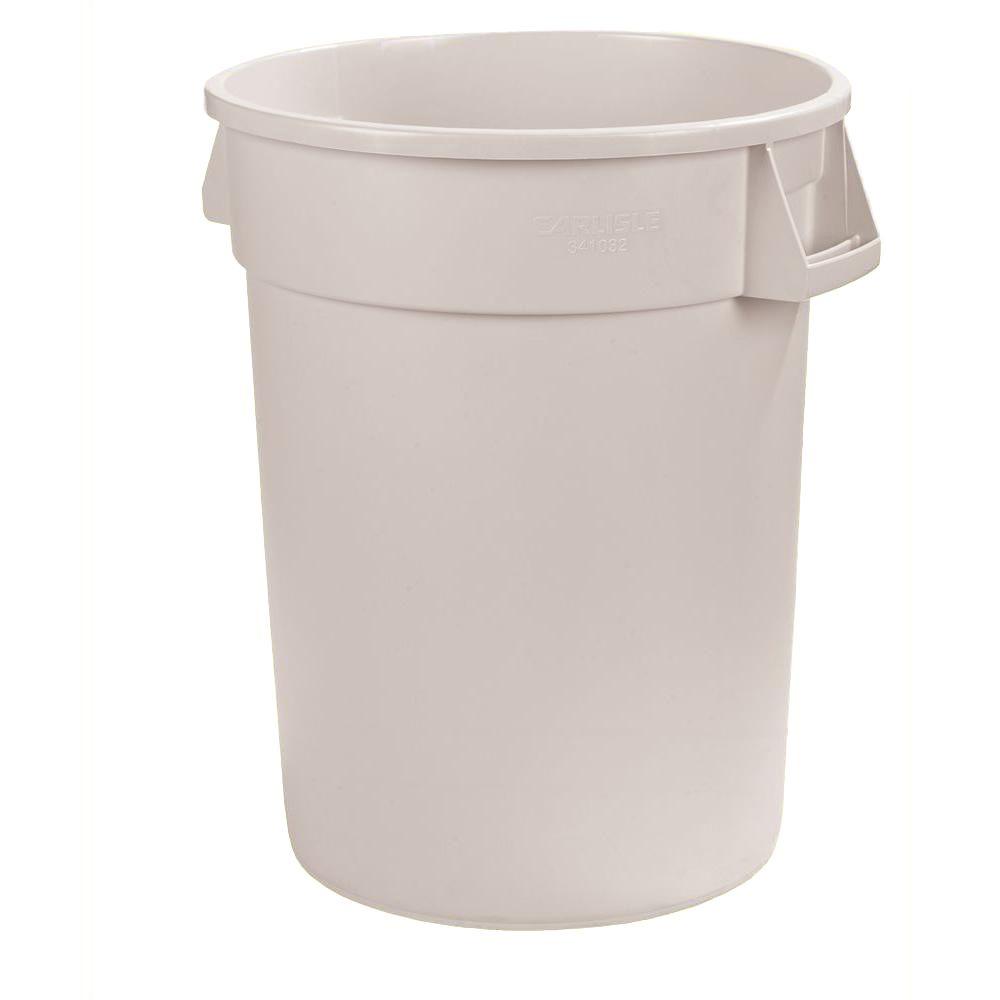 Carlisle Bronco 32 Gal. White Round Trash Can (4Pack)34103202 The