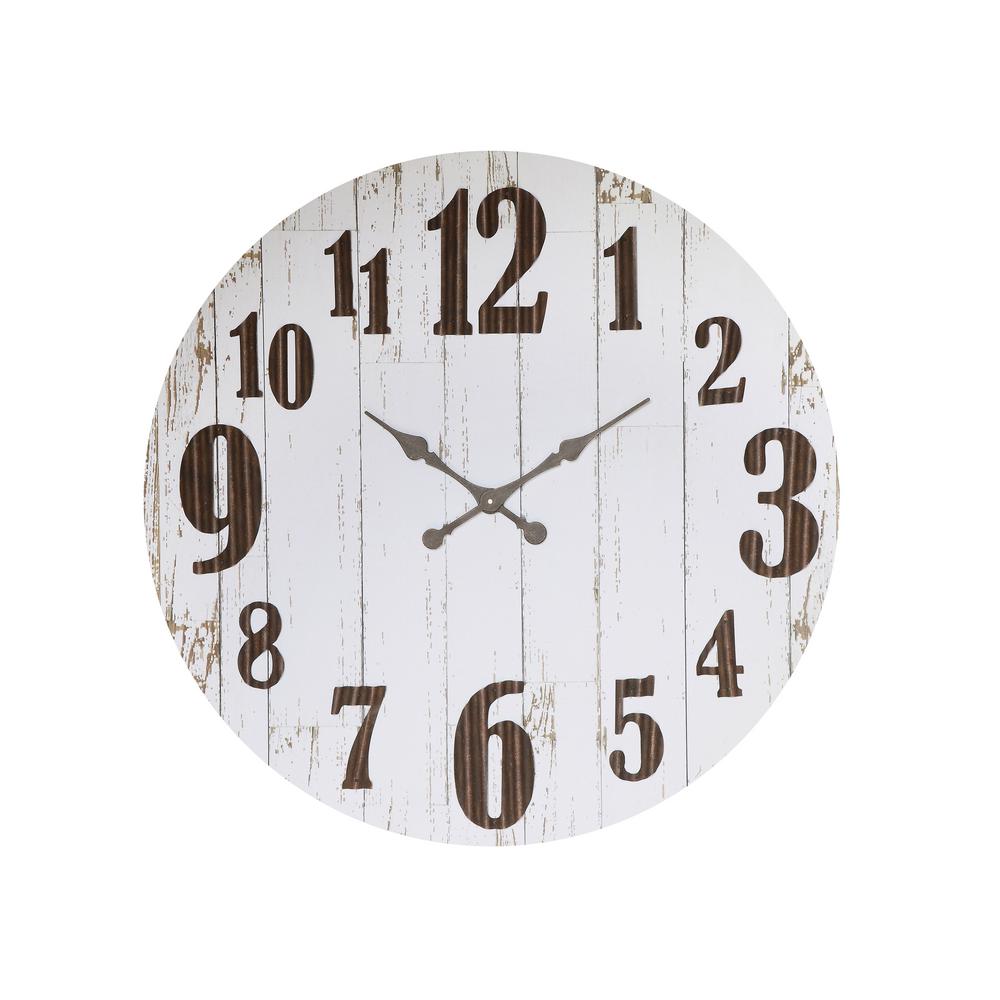 3r Studios Distressed White Wood Slat Wall Clock Da5149 The Home - White Wooden Distressed Wall Clock 3r Studios Distressed White Wood Slat Wall Clock Da5149 The Home - White Wooden Distressed Wall Clock