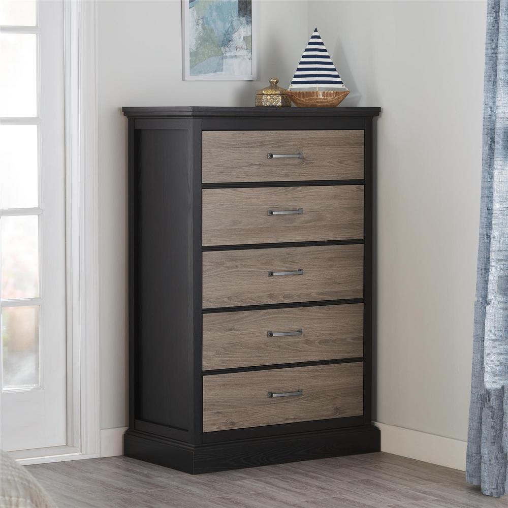 Ameriwood Noel 5 Drawer Rustic Oak Dresser Hd84073 The Home Depot