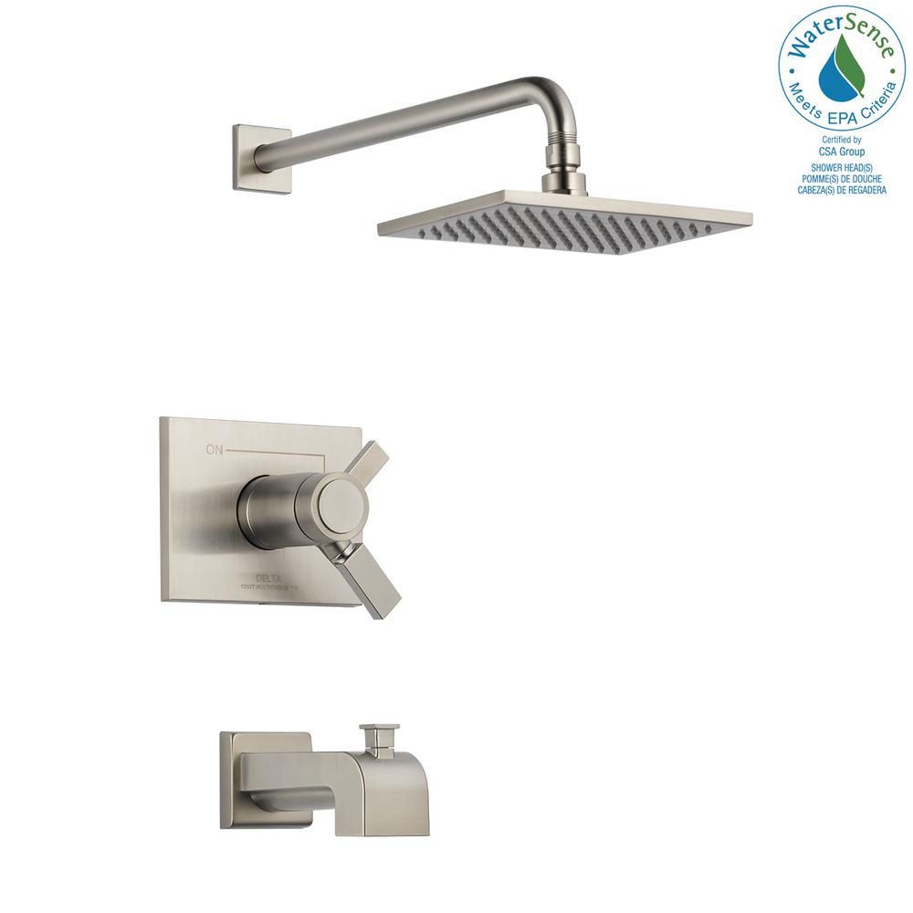 Delta Vero Tempassure 17t 1 Handle Tub And Shower Faucet Trim Kit In Stainless Valve Not Included T17t453 Ss We The Home Depot