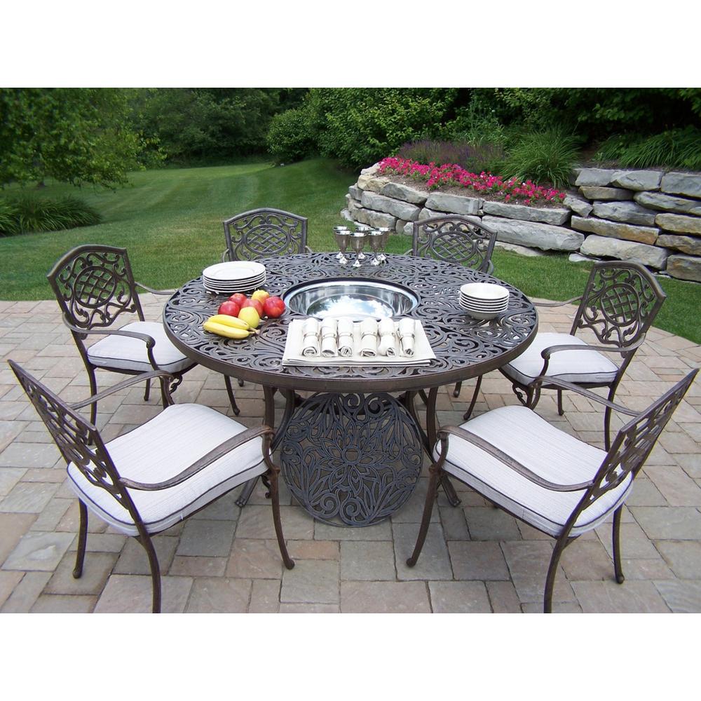 8 Piece Aluminum Outdoor Dining Set With Round Table 6 Cushioned