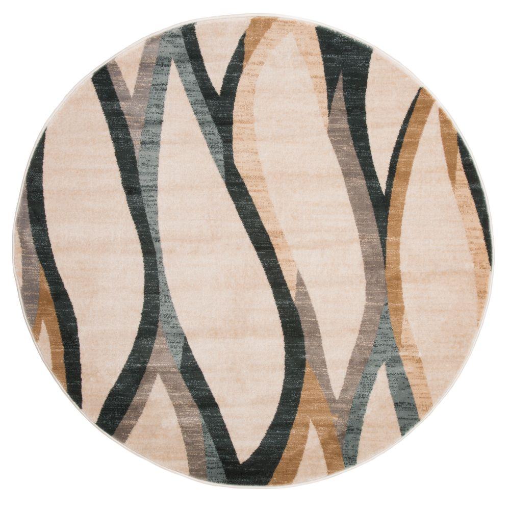 Lavish Home Opus Contemporary Curves Cream 5 Ft X Round Area Lavish Home Opus Contemporary Curves Cream 5 Ft X Round Area Rug