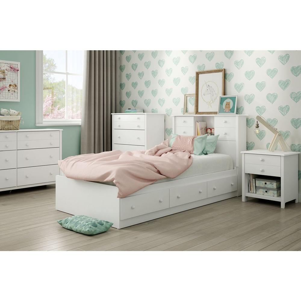 South Shore Little Smileys White Twin Kids Storage Bed 10479 The