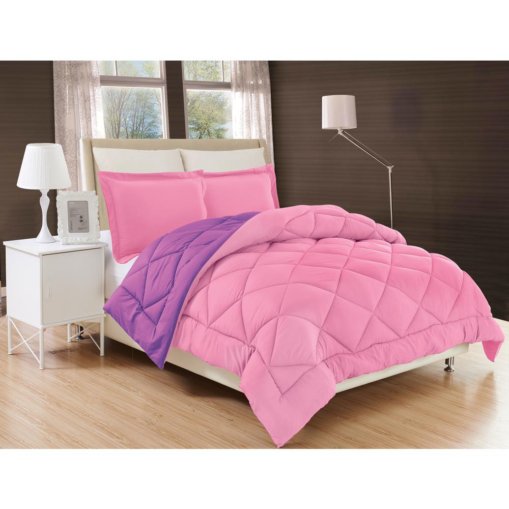 Solid Pink Comforter Comforters Sets Bedding Down Alternative Pink And Purple Reversible Full Queen Comforter Set