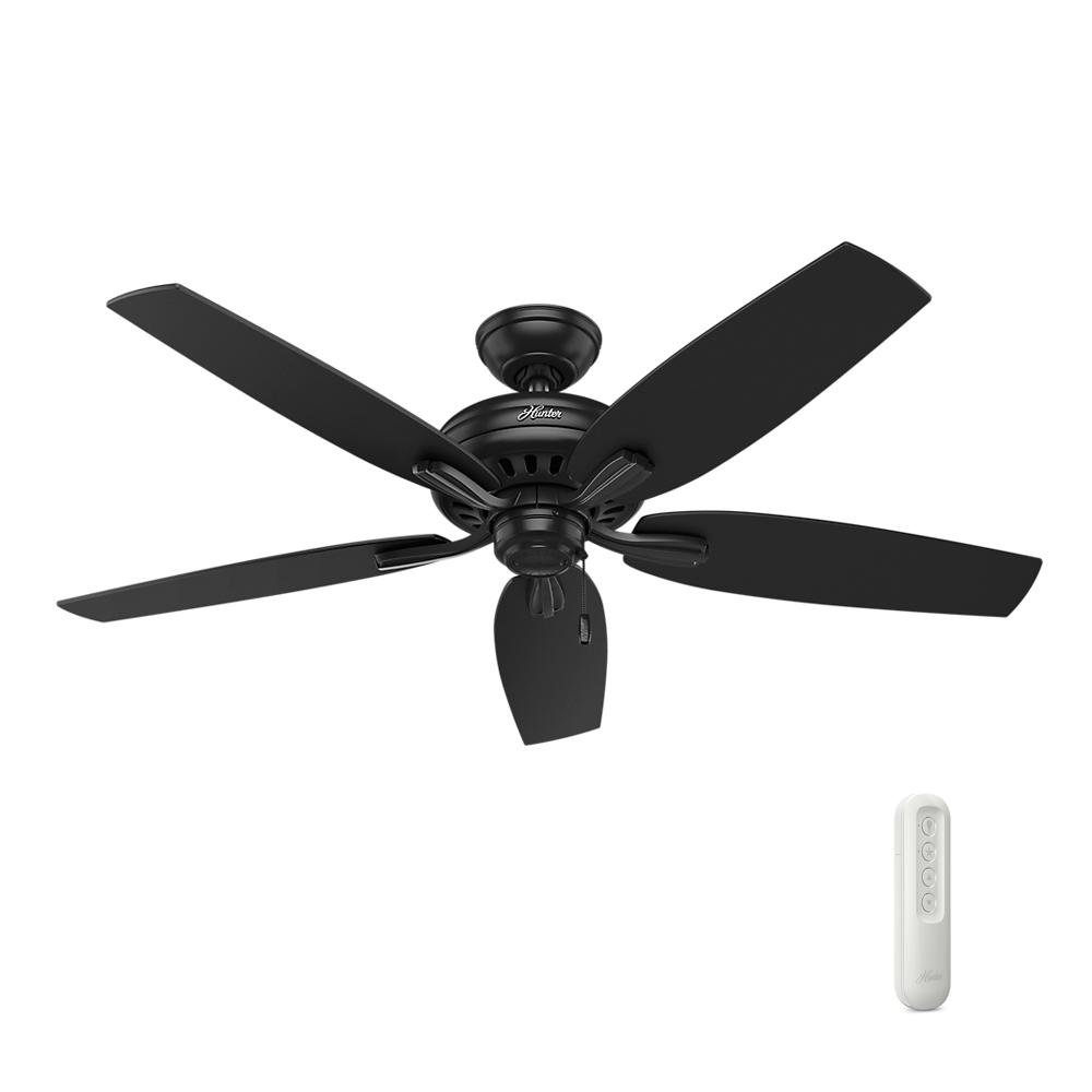 Newsome 52 In Indoor Outdoor Matte Black Ceiling Fan Bundled With Remote Control